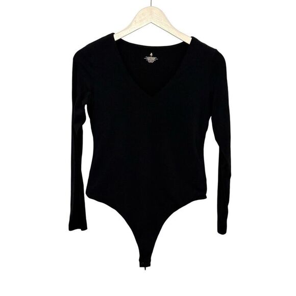 iuga black long sleeve deep v-neck bodysuit - XL - Picture 1 of 7